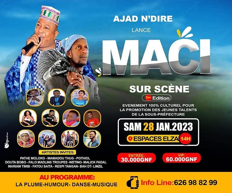 Affiche de la première édition de Maci sur scène, samedi 28 janvier 2023 à l'Espace Elza